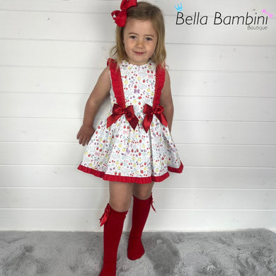 Ceyber Girls Red Fruit Double Bow Dress