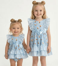 Load image into Gallery viewer, Ceyber Girls Blue Bee Puffball Style Dress