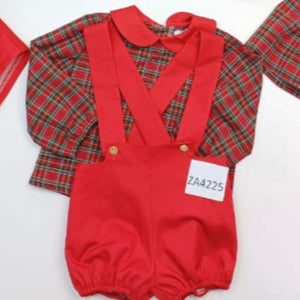 Ceyber Baby Boys Red Tartan Romper Set