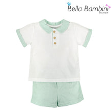 Load image into Gallery viewer, Babidu Boys Mint Gingham Short Set