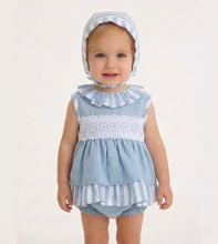 Load image into Gallery viewer, Baby Ferr Baby Girls Blue Stripe Dress &amp; Bloomers