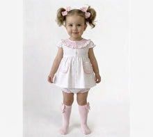 Load image into Gallery viewer, Wee Me Baby Girl White Heart Smock Collar Dress