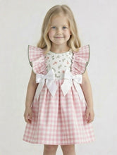 Load image into Gallery viewer, Ceyber Girls Peach Gingham Dress