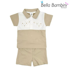Load image into Gallery viewer, Kleo Kids Older Boys Biege Smocked Short Set