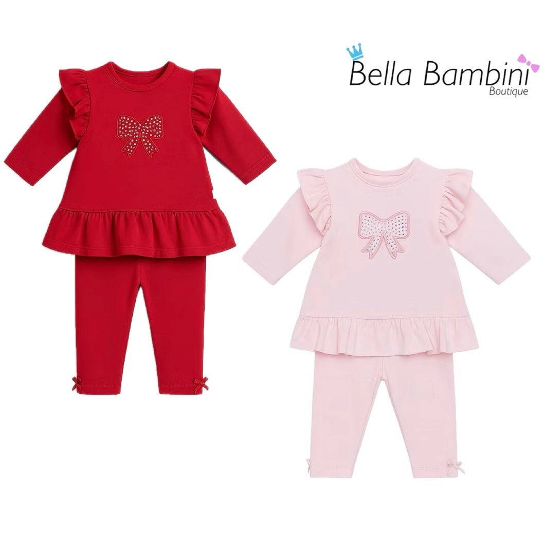 Girls Diamante Bow Leggings