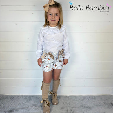 Ceyber Girls Tan Woodland Short Set