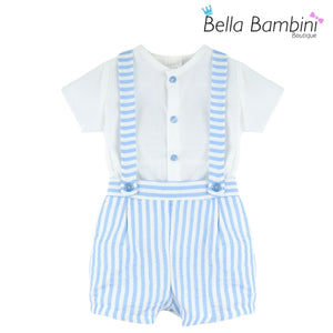 Baby Ferr Boys Blue Stripe H Bar Short Set