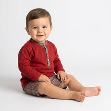 Load image into Gallery viewer, Rapife Boys Burgundy And Grey Check Short Set