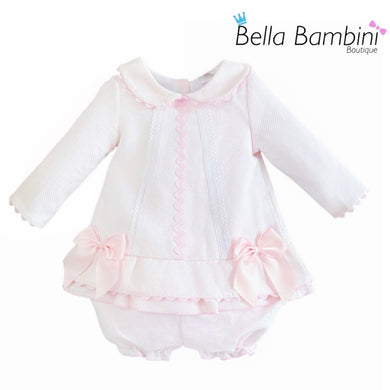 Wee Me Baby Girls Pink Waffle Dress