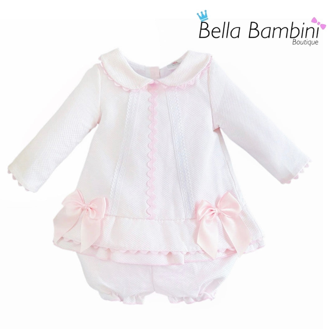 Wee Me Baby Girls Pink Waffle Dress