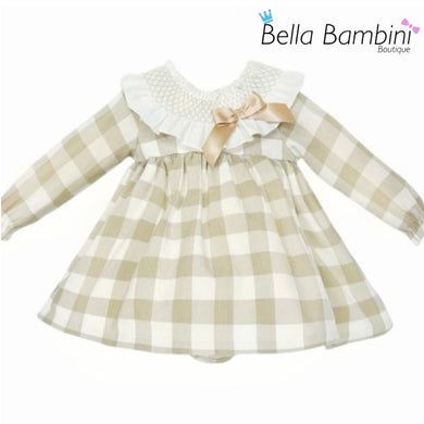 Wee Me Baby Girls Tan Check Dress