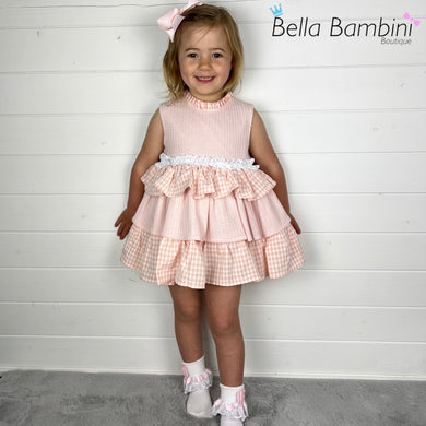 Ceyber Girls Pink Gingham Puffball Style Dress