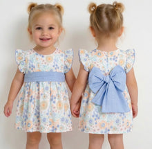 Load image into Gallery viewer, Calamaro Girls Blue Floral Dress