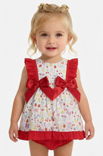 Load image into Gallery viewer, Ceyber Baby Girls Red Fruit Double Bow Dress