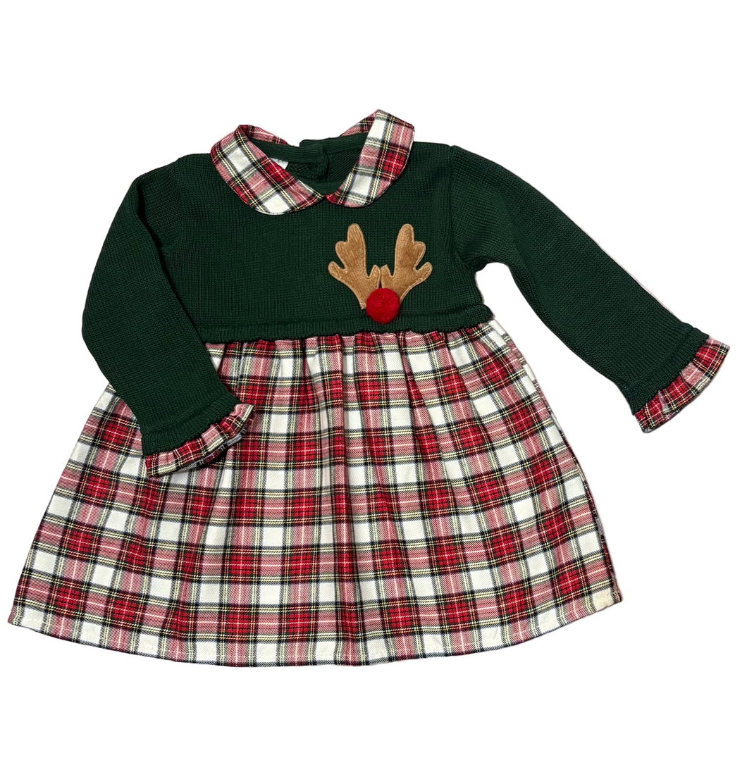 Sardon Green And Red Reindeer Dress