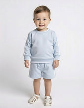 Load image into Gallery viewer, Mintini Boys Blue Sweatshirt &amp; Shorts