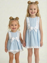 Load image into Gallery viewer, Ceyber Girls Blue Waffle Bow Dress