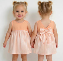 Load image into Gallery viewer, Calamaro Girls Peach Stripe Dress