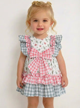 Load image into Gallery viewer, Ceyber Girls Pink Floral Gingham Dress