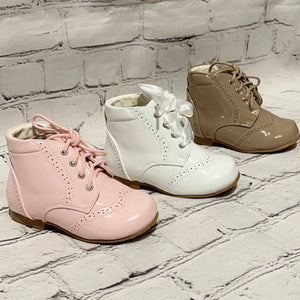 Unisex Patent Lace Up Boots