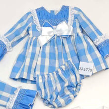 Load image into Gallery viewer, Ceyber Baby Girls Blue Check Dress