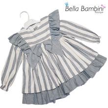 Load image into Gallery viewer, Ceyber Older Girls Grey Stripe Dress