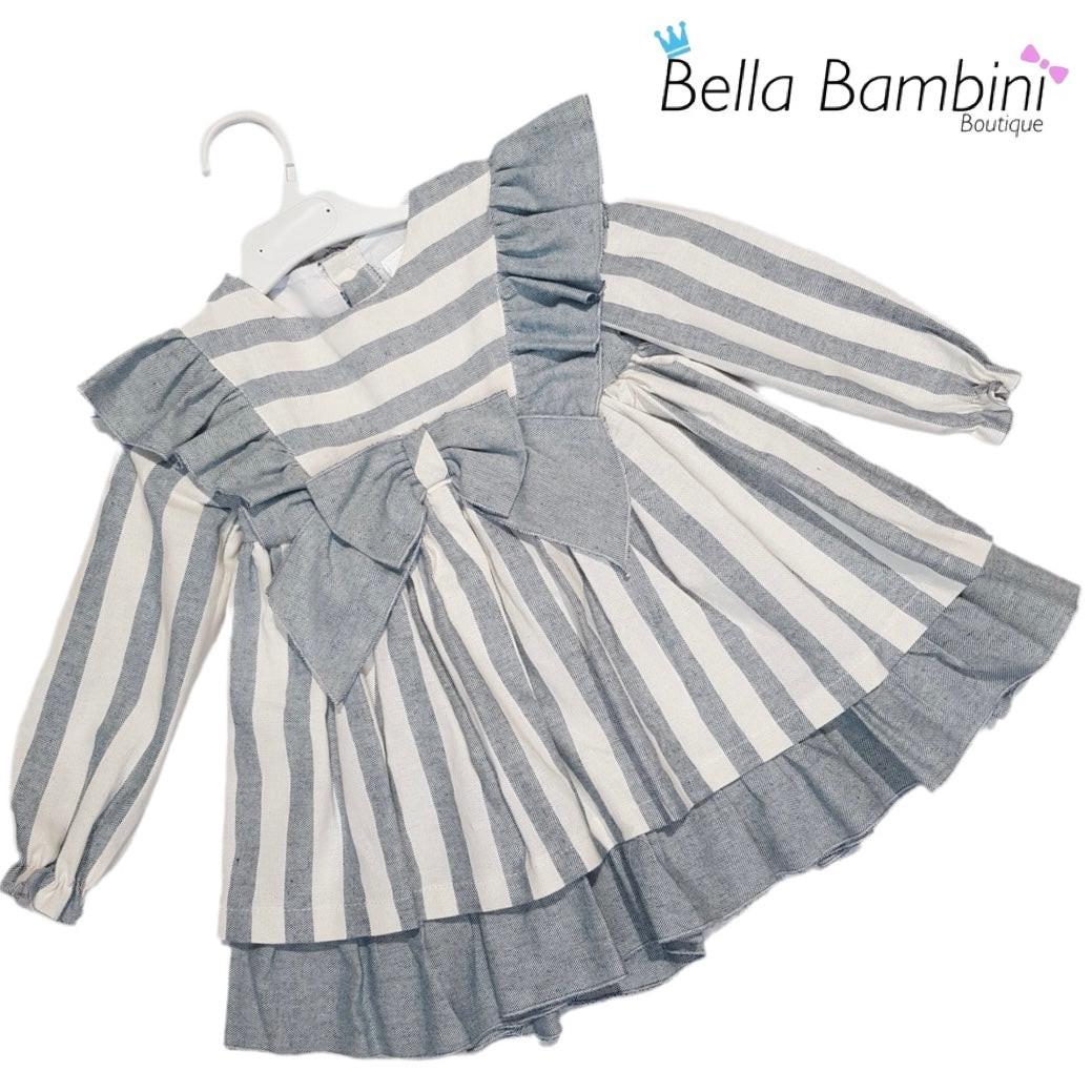 Ceyber Older Girls Grey Stripe Dress