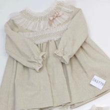 Load image into Gallery viewer, Ceyber Older Girls Beige Smocked Dress