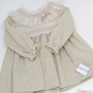 Ceyber Older Girls Beige Smocked Dress