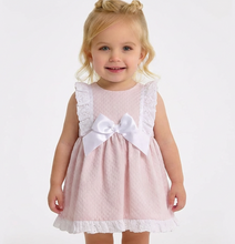Load image into Gallery viewer, Ceyber Girls Pink Waffle Bow Dress