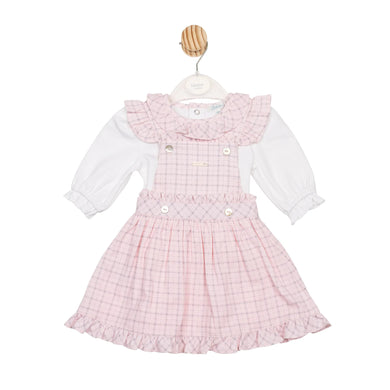 Mintini Girls Pink and Grey Pinafore Set