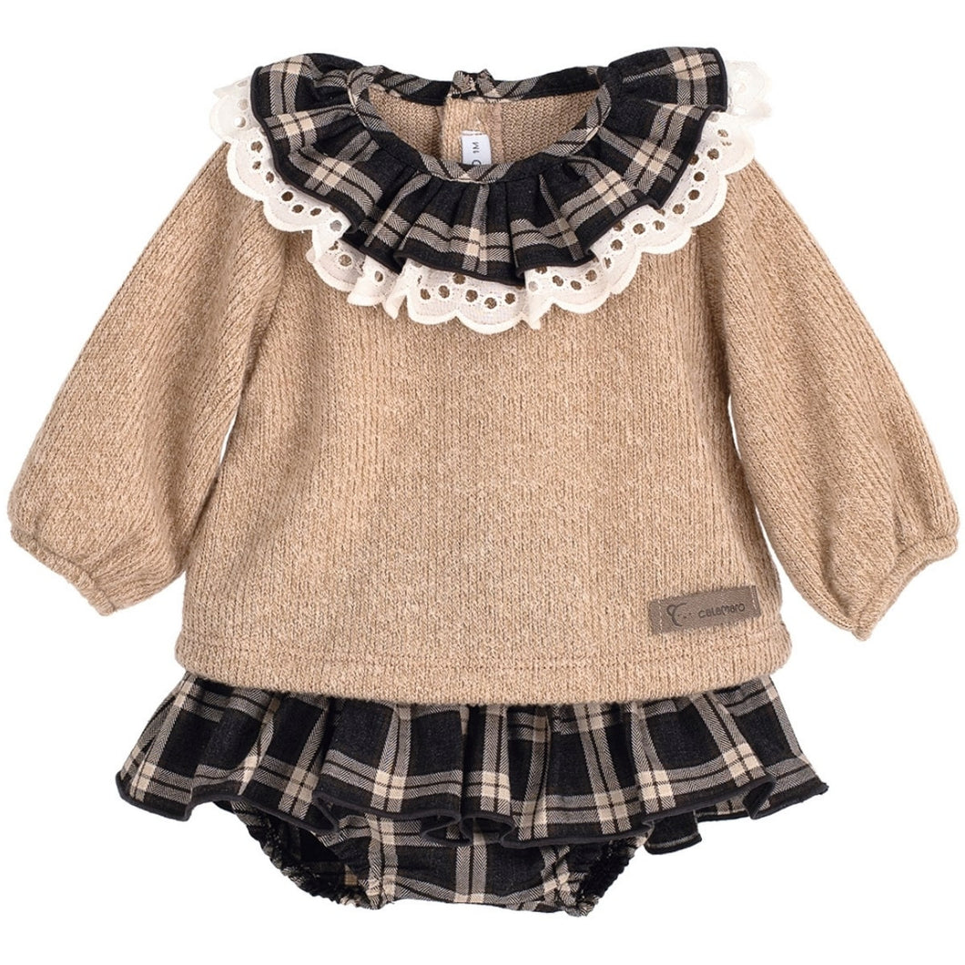Calamaro Baby Girls Beige Jam Set Tramontana Collection