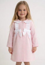 Load image into Gallery viewer, Ceyber Girls Pink Gingham Bow Coat