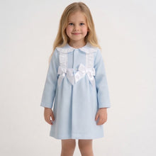 Load image into Gallery viewer, Ceyber Girls Blue Waffle Bow Coat