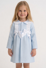 Load image into Gallery viewer, Ceyber Girls Blue Waffle Bow Coat