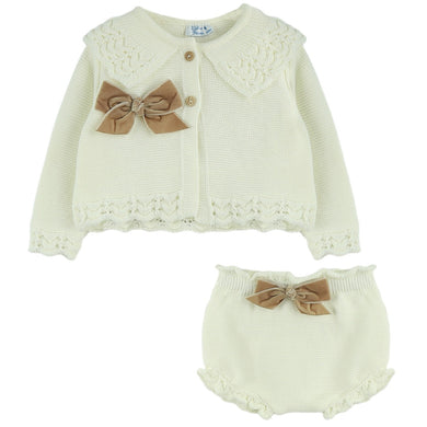 Dulce De Fresa Baby Girls Cream Knit Set
