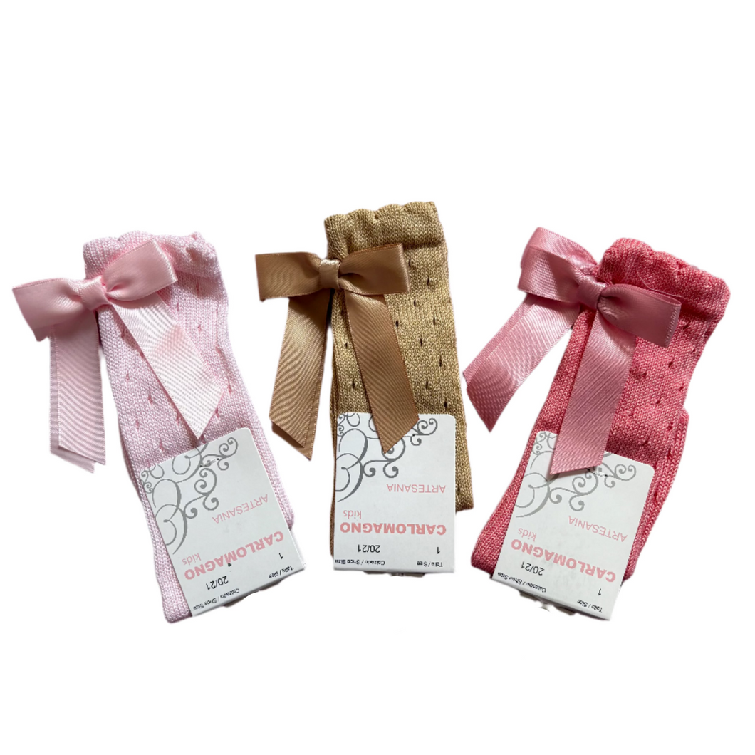 Carlomagno Knee High Bow Socks