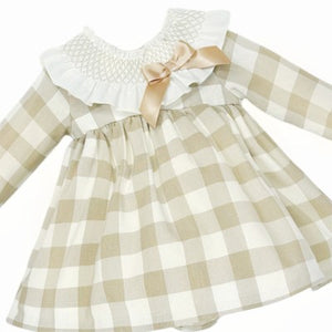 Wee Me Baby Girls Tan Check Dress