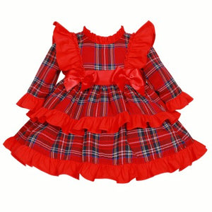 Wee Me Baby Girls Tartan Double Bow Dress