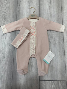Tongs Baby Girls Pink Lace Bow All In One