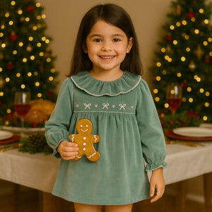 Dulce De Fresa Green Velvet Dress