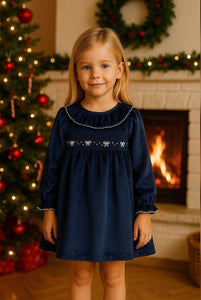 Dulce De Fresa Navy Velvet Dress