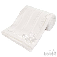 Load image into Gallery viewer, Soft Touch Bow Chevron Knit Sherpa Blanket