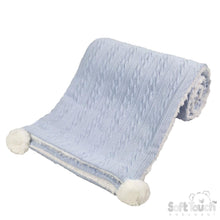 Load image into Gallery viewer, Soft Touch Pom Cable Sherpa Blanket