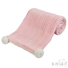 Load image into Gallery viewer, Soft Touch Pom Cable Sherpa Blanket