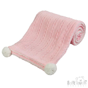 Soft Touch Pom Cable Sherpa Blanket