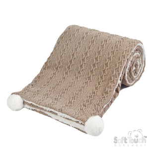 Soft Touch Pom Cable Sherpa Blanket