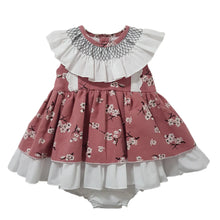 Load image into Gallery viewer, Ceyber Girls Floral Smocked Collar Dress
