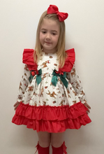 Load image into Gallery viewer, Ceyber Girls Red &amp; Green Christmas Reindeer Ruffle Dress