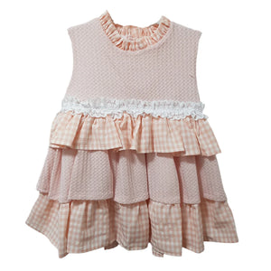 Ceyber Girls Pink Gingham Puffball Style Dress